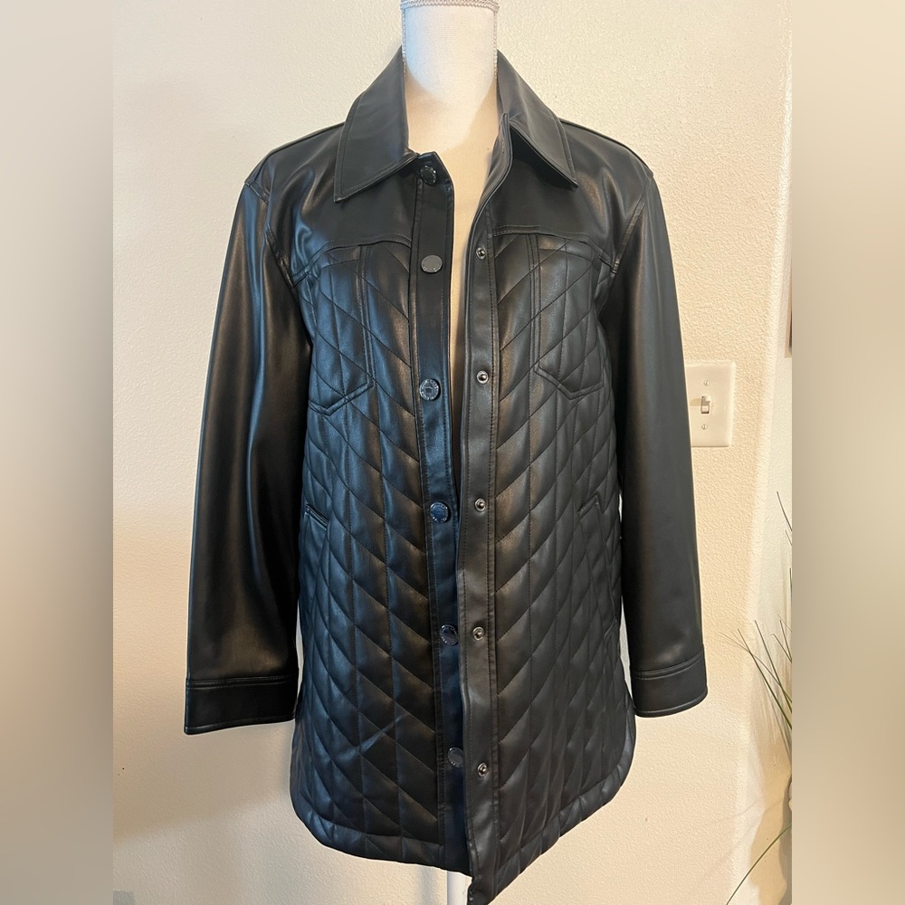 Karl Lagerfeld Black Leather Motorcycle Jacket